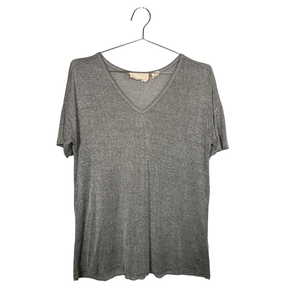 Nanavatee Grey V-Neck Relaxed Fit T-Shirt Raw Hem‎ Rayon Blend Size Medium